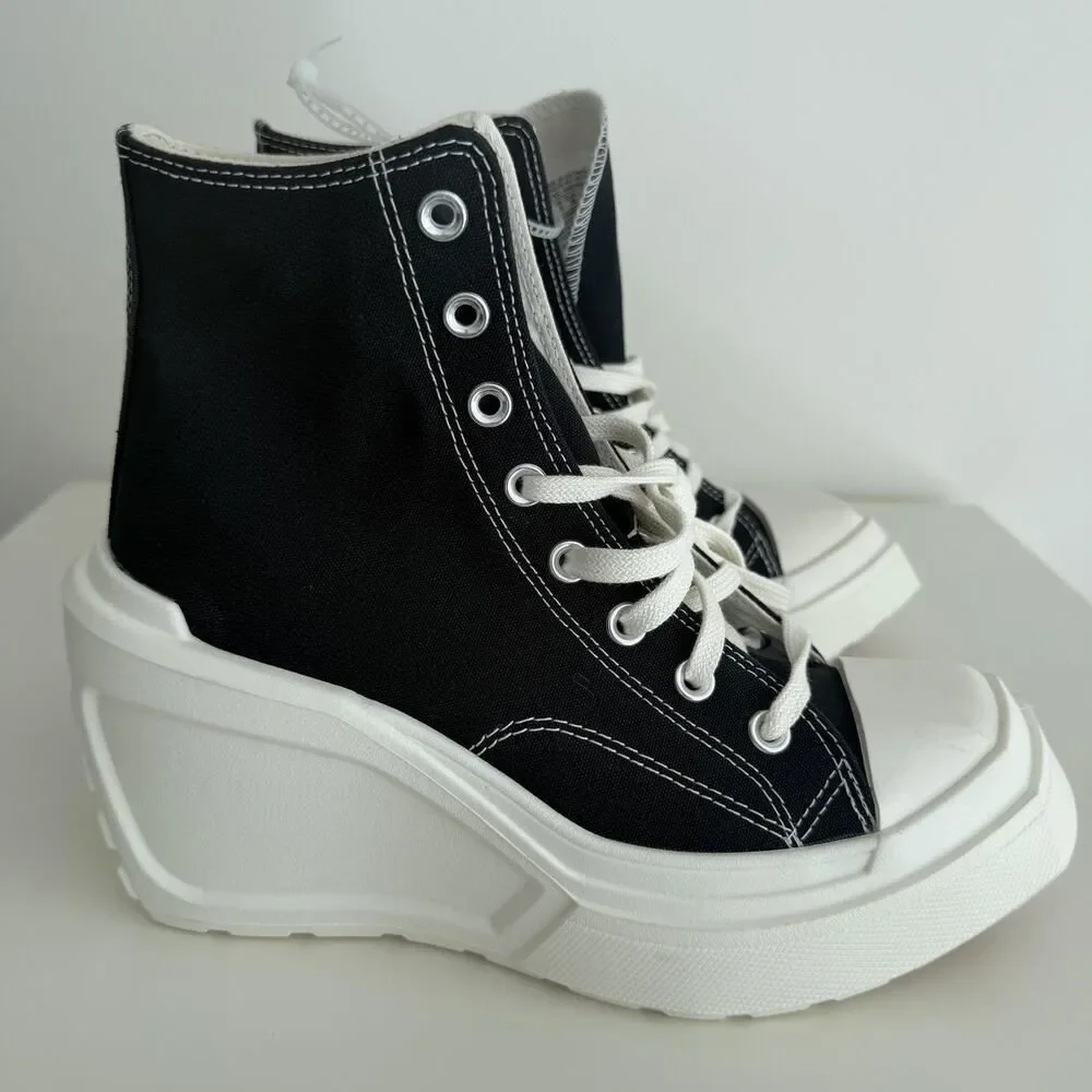 Converse Chuck 70 De‎ Luxe Wedge Shoes Womens 8 Black Platform A06478C EU 39